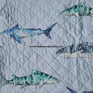 8pc Shark Bedding ~ Full Double Quilt ~ Sheets ~ Throw Pillows ~ Sham Sharks NEW